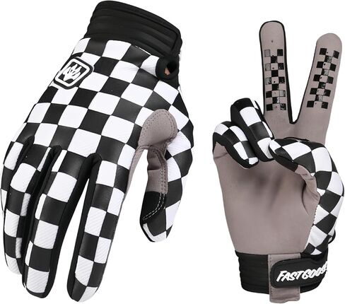 Checkered Full Finger Off-Road Motorcycle,Dirt Bike,ATV, BMX, MTB Racing Gloves Breathable & Anti-Slip Outdoor Sports Gloves for Men & Women in Saudi Arabia