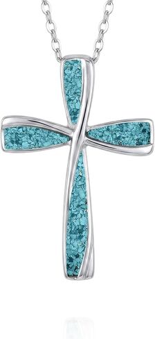 Dainty Genuine Turquoise Infinity Cross Necklace, Sterling Silver Native American Boho Western Pendant Religion Jewelry Birthdays Gift for Women Infinity Lover in Saudi Arabia