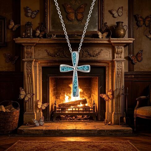 Dainty Genuine Turquoise Infinity Cross Necklace, Sterling Silver Native American Boho Western Pendant Religion Jewelry Birthdays Gift for Women Infinity Lover in Saudi Arabia