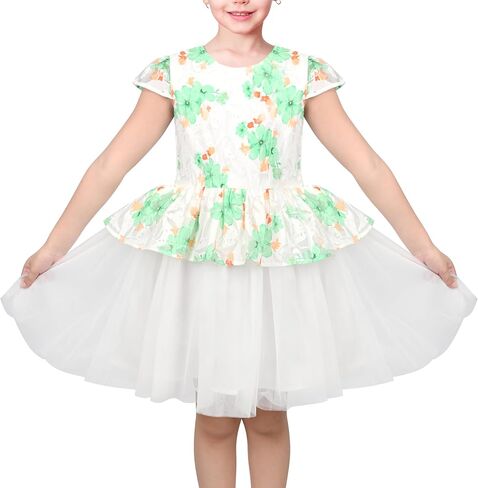 Sunny Fashion Girls Dress 2-in-1 Red Plaid White Collar Tulle Size 7-14 in Kuwait