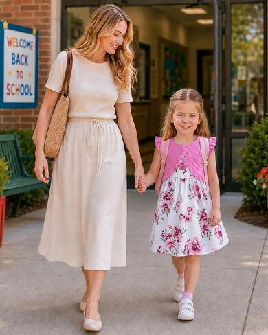 Girls' Pink Floral Dress and Cardigan Set, Sleeveless A-Line Dress with Ruffle Sleeve Bolero for Photo Day, Birthday Party in Saudi Arabia