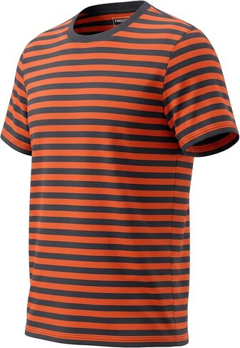 Mens Striped Shirt, Casual Short Sleeve Crew Neck Cotton Fashion Tee, Soft Breathable Essential Shirt in Saudi Arabia
