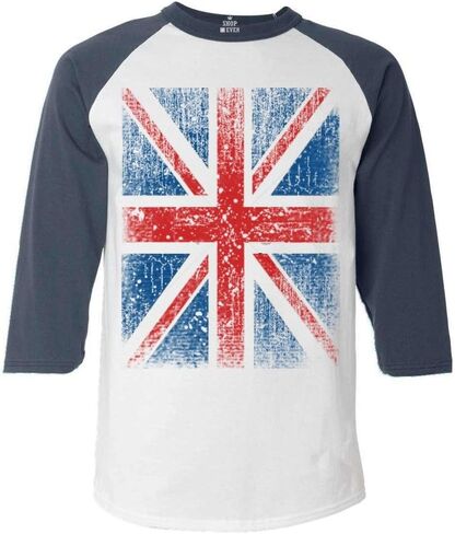 Shop4ever Union Jack Vintage قميص بيسبول بعلم بريطاني، قميص راجلان بعلم المملكة المتحدة in Kuwait