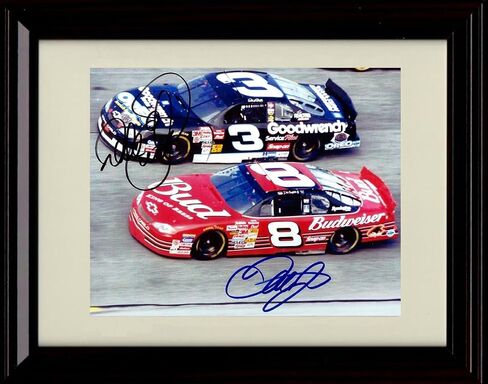 Framed Dale Jr. #8 and Dale Earnhardt #3 - Side by Side - Framed Autograph Print (Black Cherry, 8x10) in Saudi Arabia