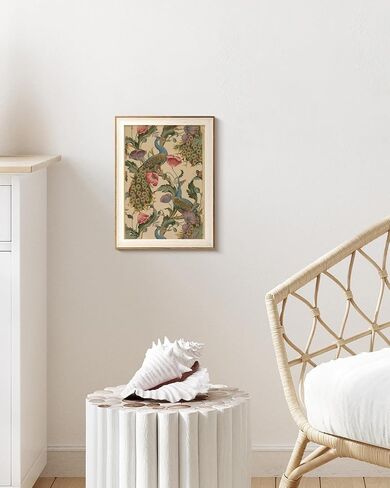 HUARCEY Framed Canvas Wall Art Vintage Peacock, Vine with Poppies Floral Print Decor, Peacock Art Print Bird Wall Art 12x16 inch, for Bedroom Bathroom Living Room Decor in Saudi Arabia