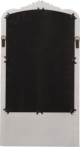 Vintage Mirror with Shelf and 4 Hooks 30 X 16 Inch, Hanging Distressed White Wood Framed Rustic Wall Mirror Decorative with Storage for Entryway Bathroom Living Room Bedroom in Kuwait