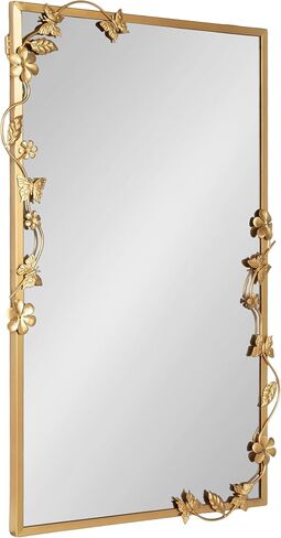Kate and Laurel Rosella Modern Ornate Rectangle Wall Mirror, 20 x 30, Gold, Decorative Rectangular Mirror with Floral Detailing for Use as Bathroom Mirror for Over Sink or Cute Kids Room Decor in Kuwait