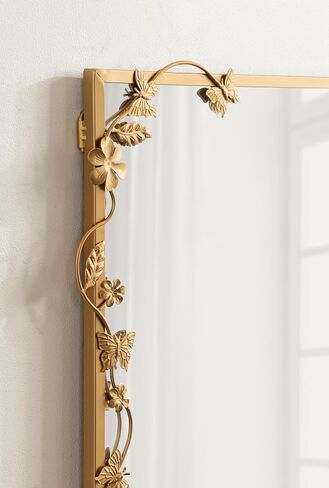 Kate and Laurel Rosella Modern Ornate Rectangle Wall Mirror, 20 x 30, Gold, Decorative Rectangular Mirror with Floral Detailing for Use as Bathroom Mirror for Over Sink or Cute Kids Room Decor in Kuwait