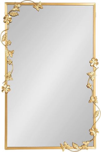Kate and Laurel Rosella Modern Ornate Rectangle Wall Mirror, 20 x 30, Gold, Decorative Rectangular Mirror with Floral Detailing for Use as Bathroom Mirror for Over Sink or Cute Kids Room Decor in Kuwait