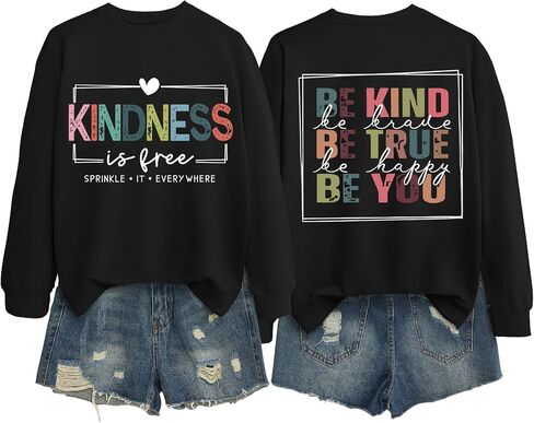 Kindness Is Free Sweatshirt Teacher Be Kind Graphic Long Sleeve Shirts Women Crewneck Lightweight Casual Fall Tops in Kuwait