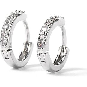 18K Gold Plated Silver Huggie Hoop Earrings for Women – Classic Small Hoop Design with Sparkling Cubic Zirconia Stones in Saudi Arabia