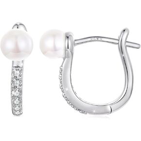 Silver Plated Hoop Earrings for Women Infinity Angel Feather Pearl Turquoise Cross Star Huggie Ear Buckles Hypoallergenic Posts Dainty Jewelry Gift in Saudi Arabia