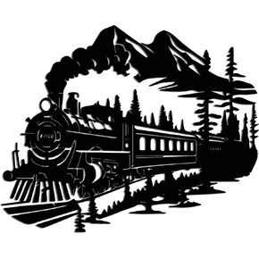 YATEASLU Metal Train Wall Art, Tree and Mountain 13.8x11 inches. Rustproof metal. Detailed train, tree, mountain landscape. For living room, bedroom, porch in Saudi Arabia