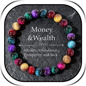 Money Bracelet for Women Men Money Attraction Bracelet Tigers Eye Beaded Stretch Bracelets Wealth Attraction Prosperity Good Luck Feng Shui Crystal Beaded Bracelets Birthday Trendy Jewelry Gift in Saudi Arabia