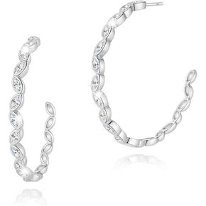 Gold Hoop Earrings, 14K Gold/White Gold Plated Hoop Earrings for Women Lightweight Hypoallergenic Chunky Modern Statement Jewelry Daily Wear Gift for Women in Saudi Arabia