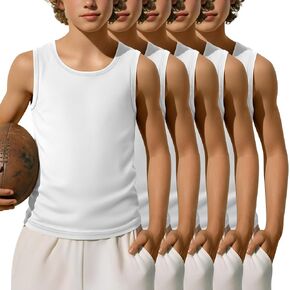 5 Pack Boys' Tank Tops Sleeveless Athletic Crew Neck T-Shirts Kids Summer Casual Soft Tanks Toddler Youth 3-16 Years in Saudi Arabia