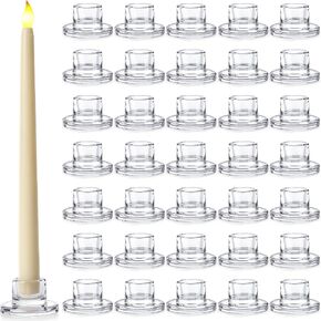 36 Pcs Glass Tapered Candlestick Holders Bulk Clear Short Taper Candle Holders Small Glass Candle Base for Table Centerpieces Wedding Christmas Advent Party Decoration in Saudi Arabia