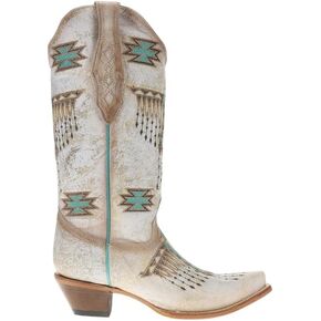 Corral Boots Womens Embroidered Southwest Snip Toe Pull On Casual Boots Mid Calf Mid Heel 2-3" in Saudi Arabia