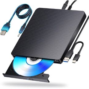 External CD/DVD Drive for Laptop DVD Drive with SD Card Slots Reader and 4 USB Ports, USB 3.0 Type-C CD/DVD Burner Optical Drive Compatible with Laptop Mac PC Windows 11/10/8/7 in Saudi Arabia