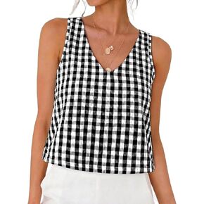 Magritta Womens Gingham Crop Tank Tops 2026 Spring Summer Sleeveless Vest Tops Cute Shirts in Saudi Arabia