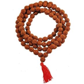 Rudraksha Mala Necklace 108 Beads Natural Sacred Prayer Beads for Meditation, Yoga & Spiritual Healing Handmade Japa Mala with Tassel for Men & Women in Saudi Arabia