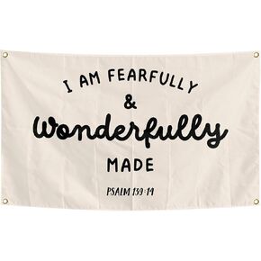 I Am Fearfully and Wonderfully Made Kids Room Tapestry 3x5 Feet Inspirational Bible Verse Banner for Classroom Nursery Playroom Wall Decor in Kuwait