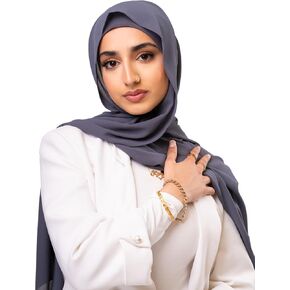 KHELANI طقم حجاب شيفون فاخر وغطاء سفلي متطابق، وشاح رأس إسلامي للنساء، وشاح شيفون غير قابل للانزلاق شال in Kuwait