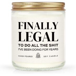 Petalsun Funny 21st Birthday Gift for Her Him - Lavender Natural Soy Wax Candle - 21 Year Old Birthday Gift for Her Him Daughter Son Sister Friend, Finally Legal 21st Birthday Candle Decorations(7oz) in Saudi Arabia
