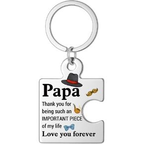 Gifts for Papa from Grandkids, Birthday Christmas Gift Ideas for Papa, Grandpa, Grandfather from Grandchildren Puzzle Piece Metal Keychains in Saudi Arabia