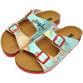 DOGO Personalize Your Life - Women's Flat Slide Cork Footbed Stella Sandals - Double Adjustable Buckle - Elegant and Casual Style - Vegan and Handmade in Saudi Arabia