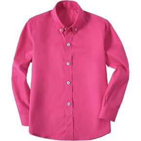 Boys' Button-Down Shirts Long Sleeve & Short Sleeve Collared Dress Shirt Button Down Cuff School Uniform in Saudi Arabia