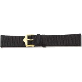 VI STAR 17mm Flat Black Lizard Grain Lthr Gld-Tone Buckle Watch Band in Saudi Arabia
