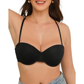 Push Up Bras for Women Balconette Padded T Shirt Bra Add 1 Cup Lift Smooth Demi Underwire in Saudi Arabia