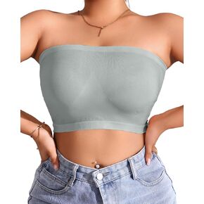 Strapless Bandeau Bra, Wireless Non-Slip with Clear Straps, Side Buckle Closure, Removable Pads in Saudi Arabia