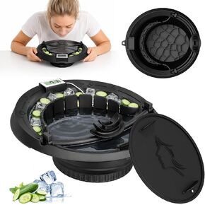 Foldable Ice Face Bowl with Breathing Tube & Thermometer, Extra-Long Cold Therapy 15 Min for Reduci, Facial Ice Bath Bowl for Puffiness Reduction & Skin Care (Black) in Saudi Arabia