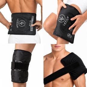 LEVILO Flexible Ice Packs for Injuries Reusable with Straps - 2 Pack (Large & Small) Large Reusable Ice Packs | Cold Packs for Back, Shoulder, Knee, Relief | After Surgery | Flexible When Frozen in Saudi Arabia