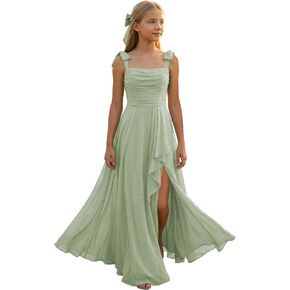 Junior Bridesmaid Dresses Spaghetti Strap Chiffon Flower Girl Dress for Wedding Pleated Girls Formal Dress in Saudi Arabia