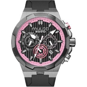 MULCO Buzo Atlantis Mens Wrist Watch 46mm Stainless Steel Case Black Silicone Strap Quartz Multifunction Movement Miyota JP25 10 ATM Waterproof Large Face Mens Watch in Saudi Arabia