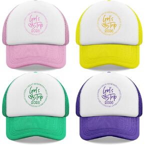 Twistover 4 Pcs Girls Trip 2026 Hat for Women Girls Trip Gifts Favors Baseball Cap Adjustable Trucker Hat for Weekend Sisters Bestie Bachelorette Party Favors Colorful in Saudi Arabia