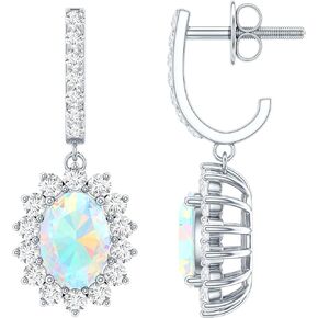 Natural 1.8 Carat Ethiopian Opal Hoop Earrings in Silver, Aaa Quality, Certified Opalescent Drop Earrings - Ready To Gift in Saudi Arabia