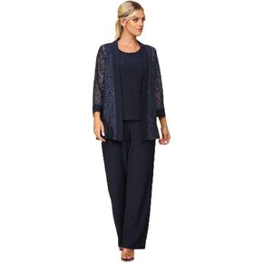 Women's Eva USA 3455 Long Formal Mother of Groom Jacket Pants Suit Navy Blue XL in Saudi Arabia