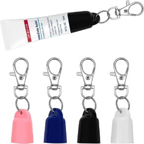 4-Pack Lip Balm Keychain for 0.35 oz Slant-Tip Tubes, Compatible with for Aquaphor Lip Repair, Lip Balm Holder Keychain Fits Badge Reel, Purse & Backpack, Screw-On Lip Balm Holder, Balm Not Included in Kuwait