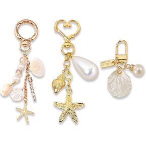 Seashell Keychain Beach Bag Charms for Handbags, Cute Gold Starfish Purse Pearl Charms for Women,Trendy Beachy Keychain Summer Jewelry Gift in Saudi Arabia