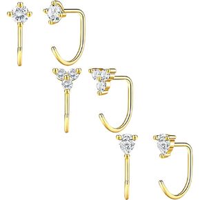 NEWITIN 3 Pairs Half Hoop Earrings for Women Gold Stay Close Hoop Earrings Backless Earring Cartilage Helix Open Huggie Hoops Lightweight Mutiple Piercing Jewelry for Women in Saudi Arabia