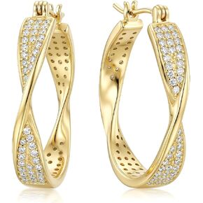 Gold Hoop Earrings 14K Gold Earring for Women Twisted Design Elegant Lightweight Hoops Jewelry Gifts for Women 25mm in Saudi Arabia