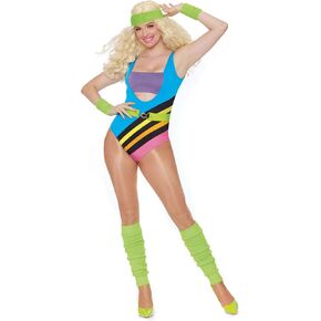 Dreamgirl Women's 80s Workout Costume - Stretch Knit Leotard with Accessories in Saudi Arabia