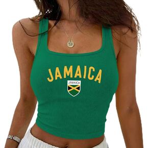 Jamaica Crop Tank Top for Women Y2K Jamaican Jersey Shirt Vintage Graphic Cropped Tees 2000s Summer Going Out Tops in Saudi Arabia