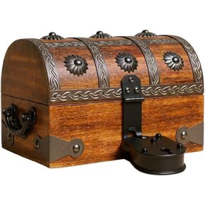 T one woods Wooden treasure chest box (Free lock included) | treasure chest for kids prizes | vintage keepsake box for table décor | pirate accessories | gift for kids (small) in Kuwait