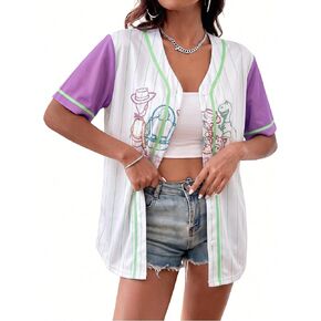 Women Magic Kingdom Baseball Jersey Magical Princess Shirt Castle Graphic Button Up Tee Family Holiday Vacation Tops in Kuwait