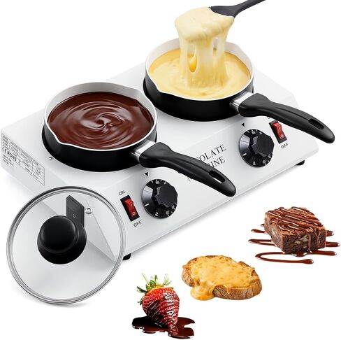 ROCEEI 1 Set Chocolate Boiler Double Pot Electric Heating Chocolate Melting Tempering Machine with 1 Silicone Spatula Boiler for Chocolate Melting Aluminum Boiler for Chocolate Candy in Kuwait